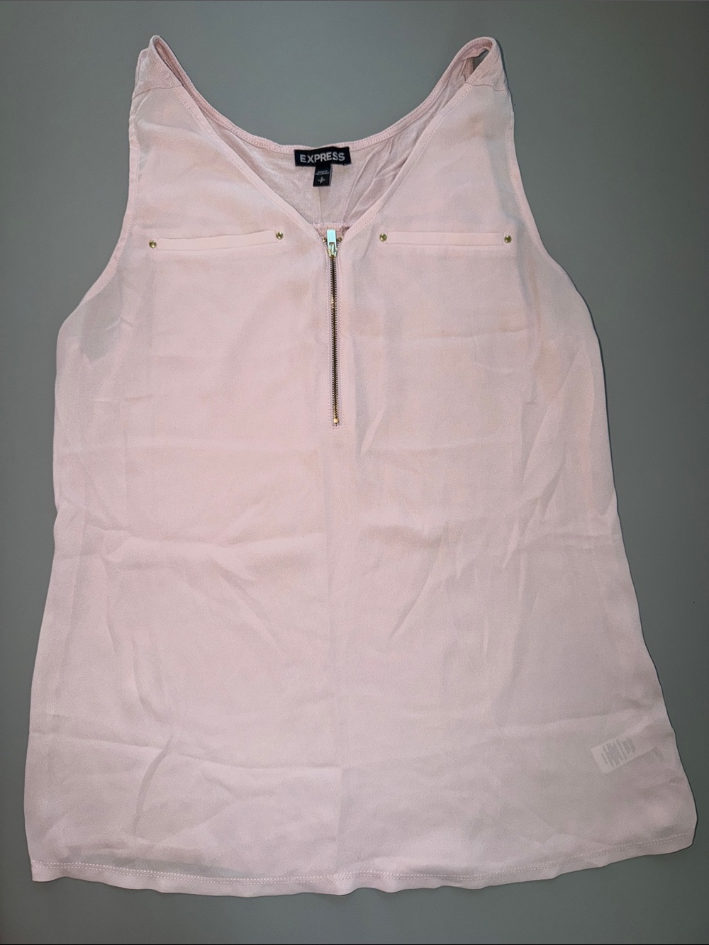 Express Blush Pink Sleeveless Zip Front Tank Top Small Gold Zipper | S